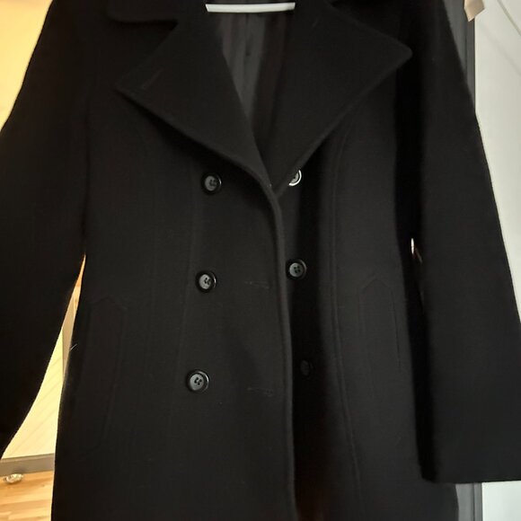 Sonoma Jackets & Blazers - Sonoma Jacket Womens Large Black 100% Wool Peacoat Ladies Pocket Double Breasted